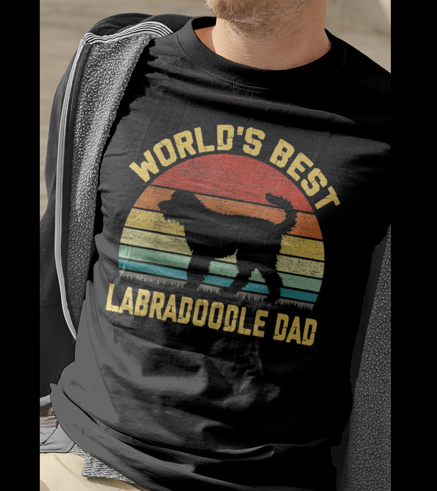 World's Best Labradoodle Dad Vintage Sunset Retro T-Shirt