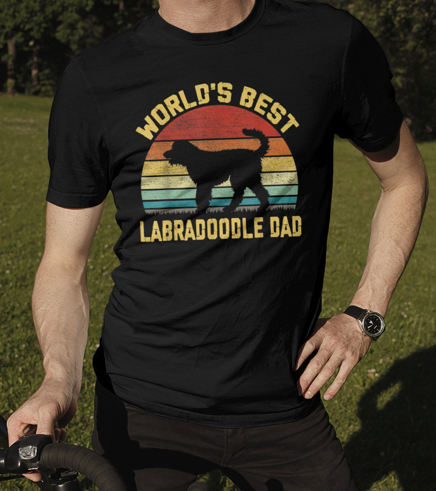 World's Best Labradoodle Dad Vintage Sunset Retro T-Shirt