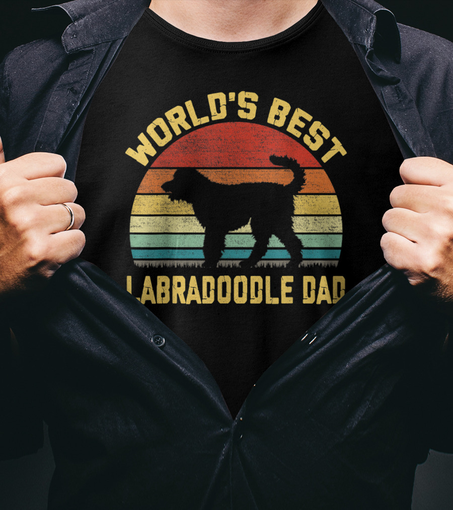 World's Best Labradoodle Dad Vintage Sunset Retro T-Shirt