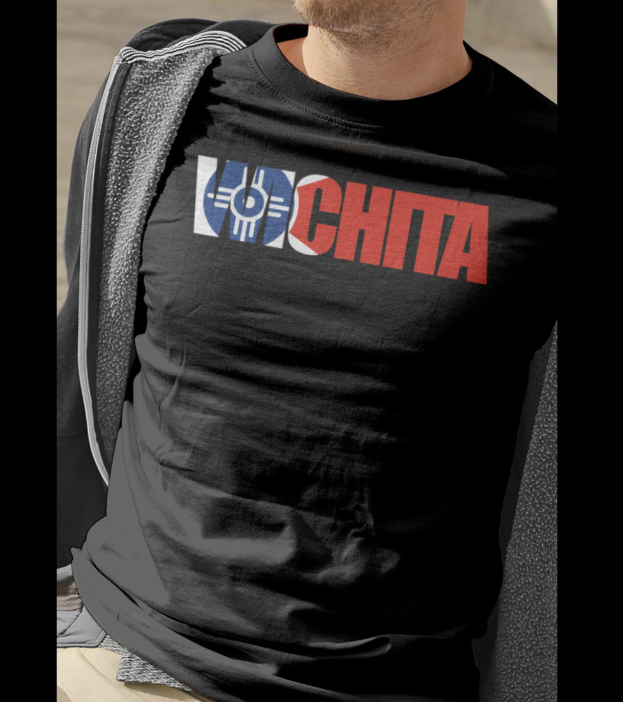 Wichita Kansas Flag Typography T-Shirt