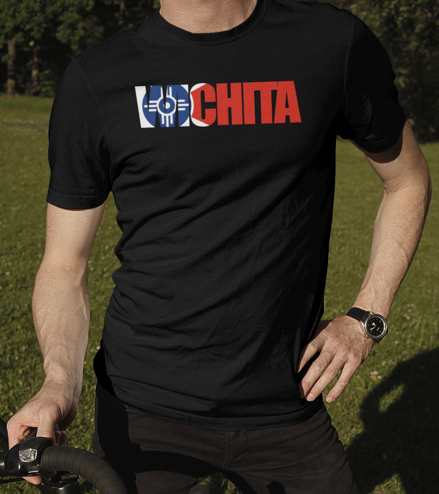 Wichita Kansas Flag Typography T-Shirt