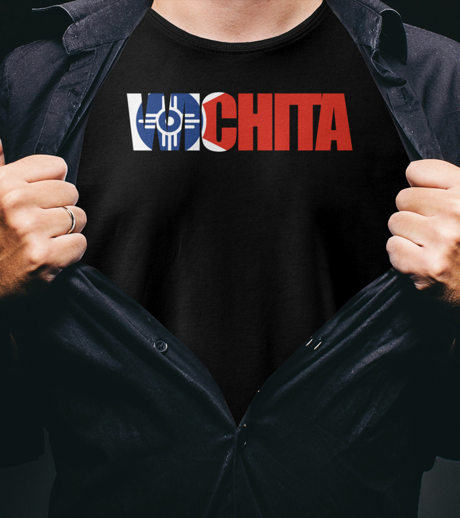 Wichita Kansas Flag Typography T-Shirt