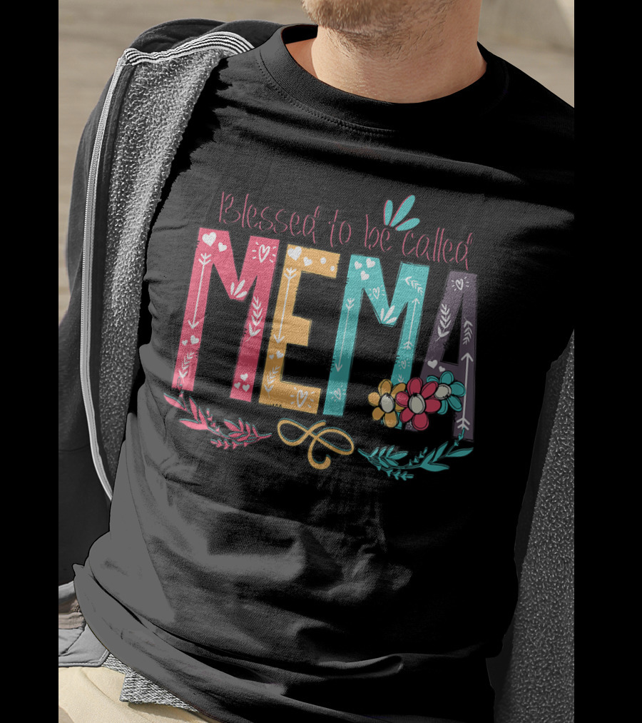 Blessed To Be Called MeMa Floral Colorful T-Shirt