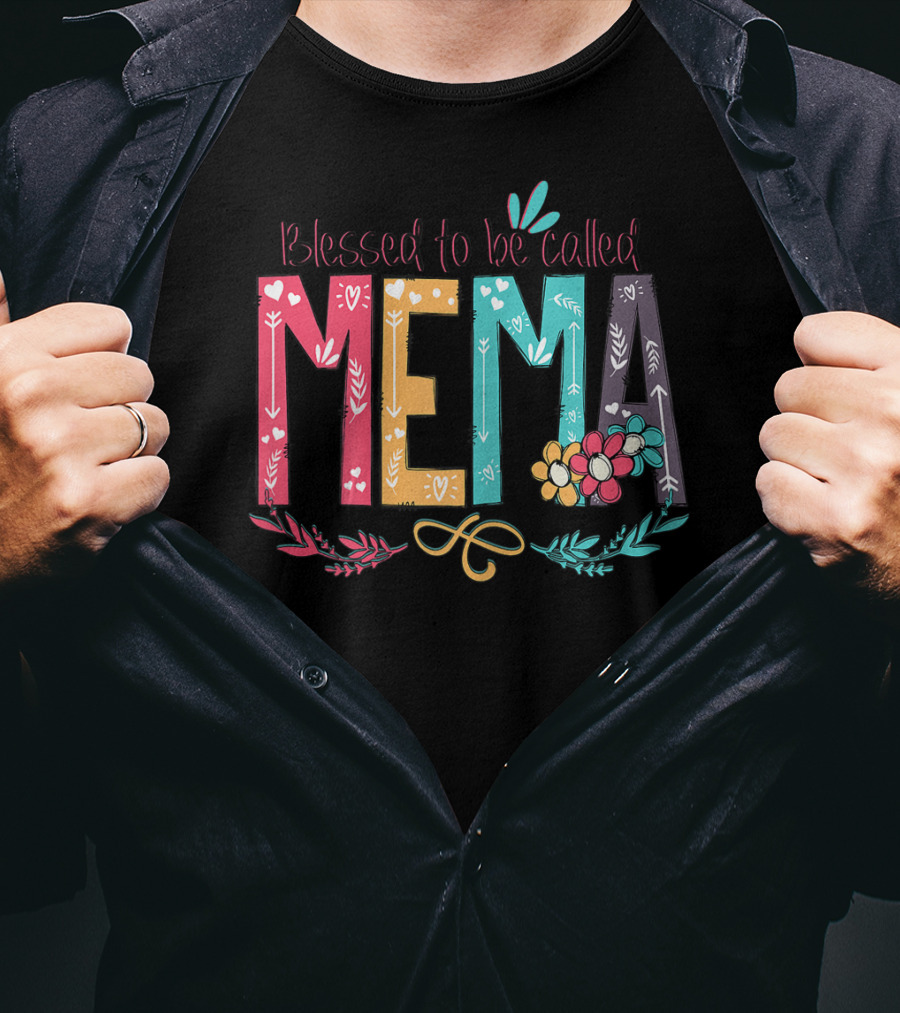Blessed To Be Called MeMa Floral Colorful T-Shirt