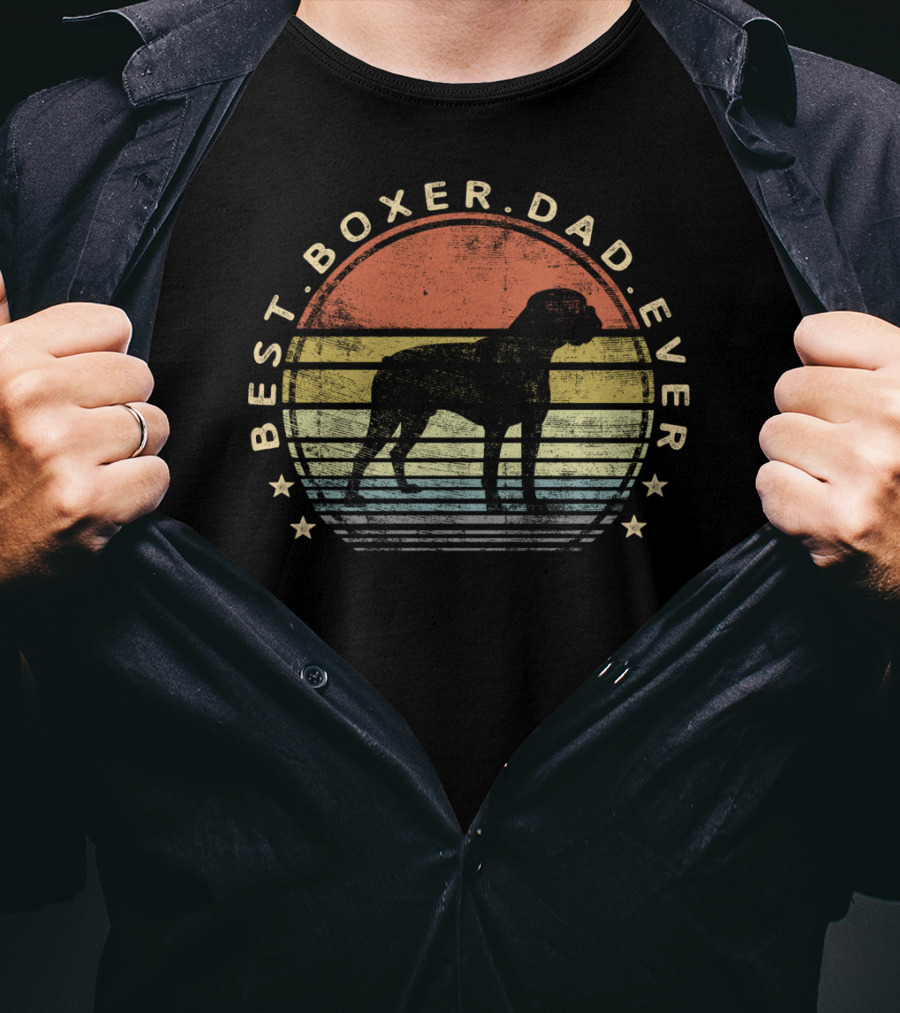 Best Boxer Dad Ever Vintage Dog Lover Father's Day T-Shirt