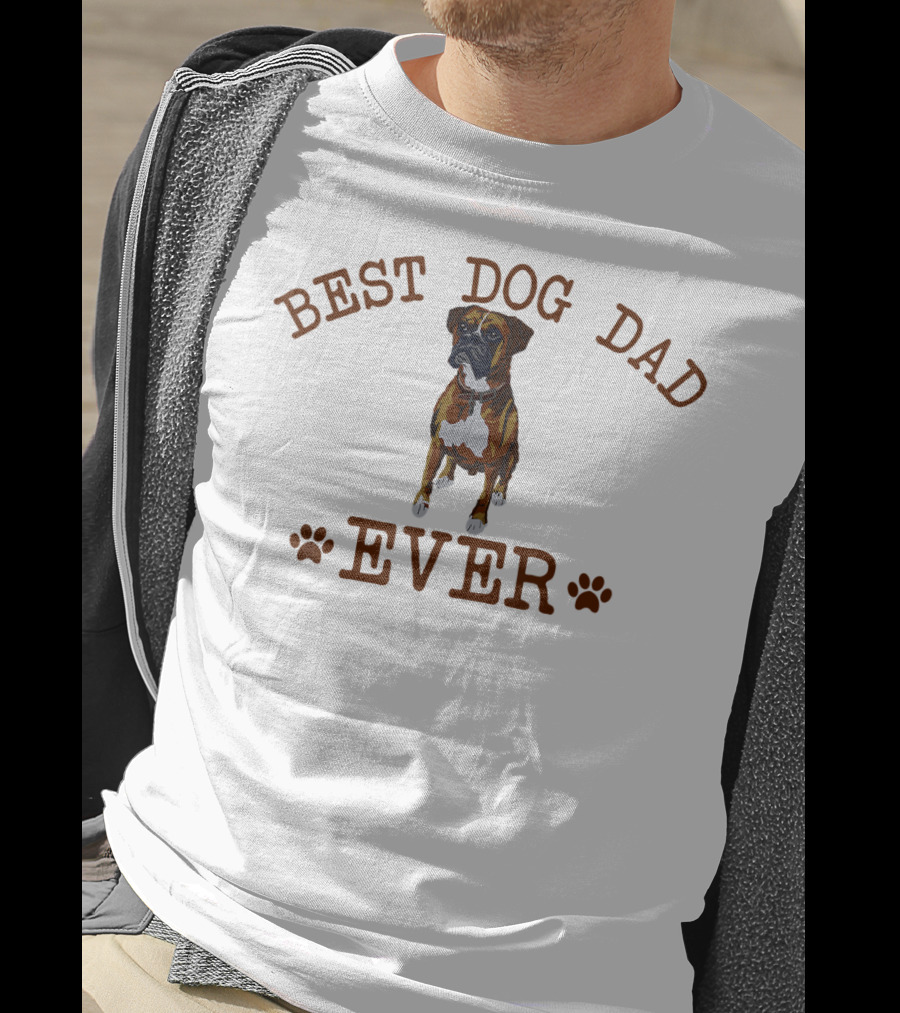 Best Boxer Dog Dad Ever Father's Day Paw Prints T-Shirt