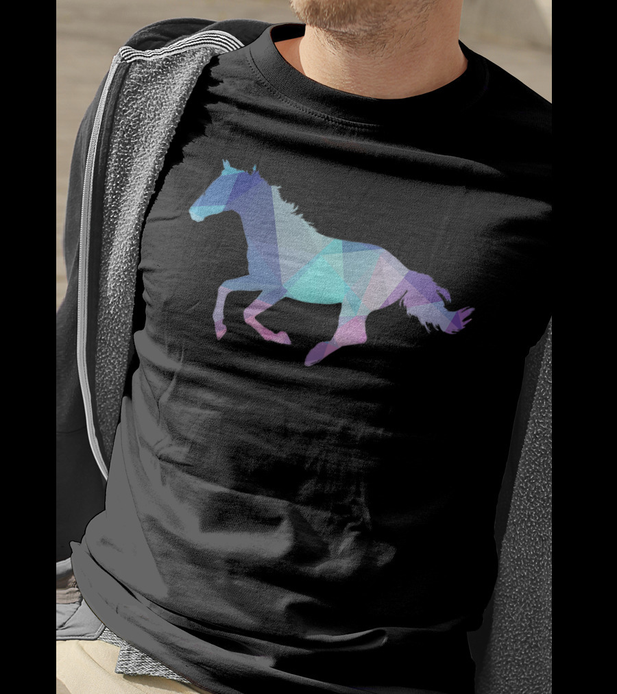 Horse Love Colorful Abstract Horse Triangles T-Shirt