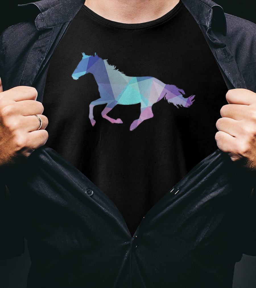 Horse Love Colorful Abstract Horse Triangles T-Shirt