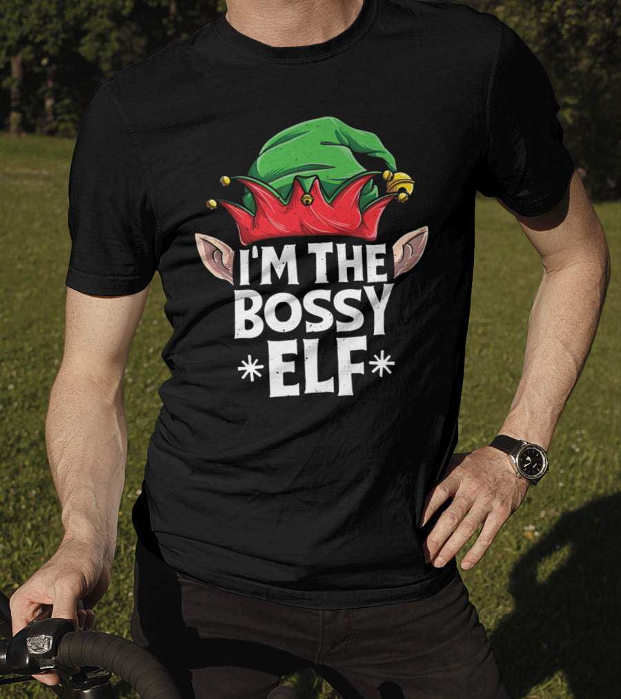 I'm The Bossy Elf Christmas Family Matching Jingle Hat Ears T-Shirt