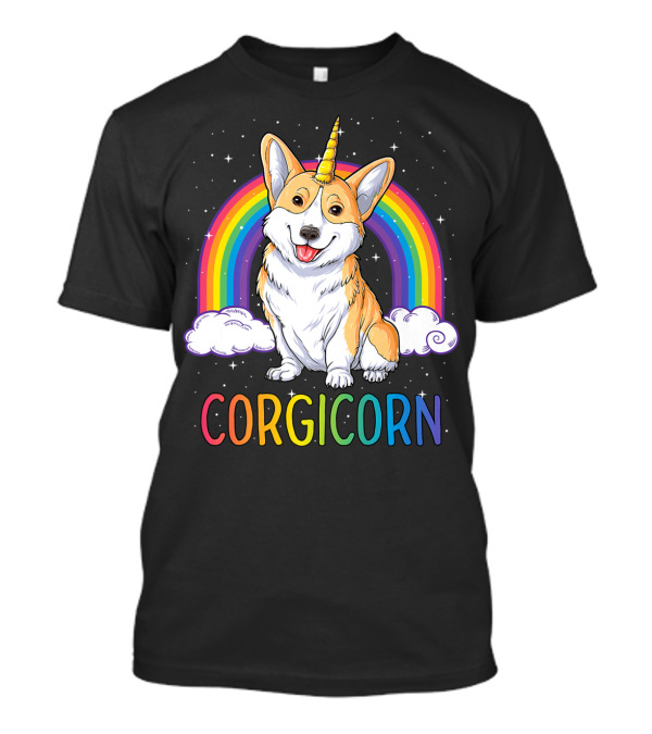 Corgicorn Corgi Unicorn Kids Space Galaxy Rainbow Clouds T-Shirt