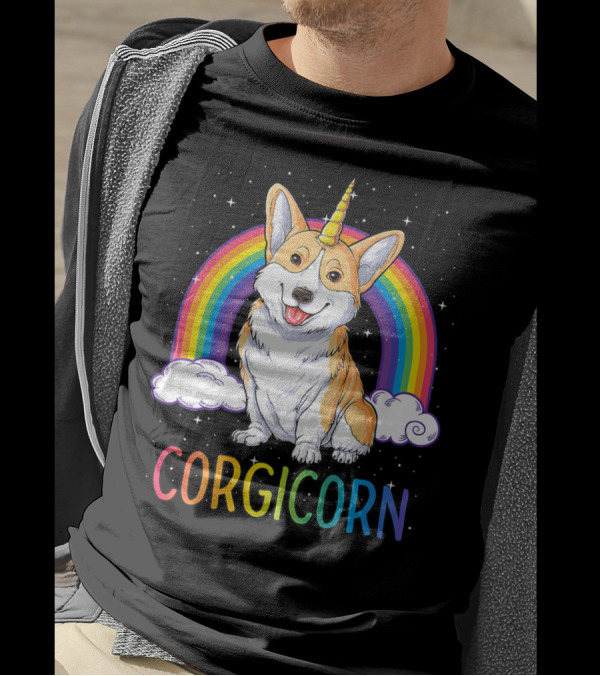 Corgicorn Corgi Unicorn Kids Space Galaxy Rainbow Clouds T-Shirt