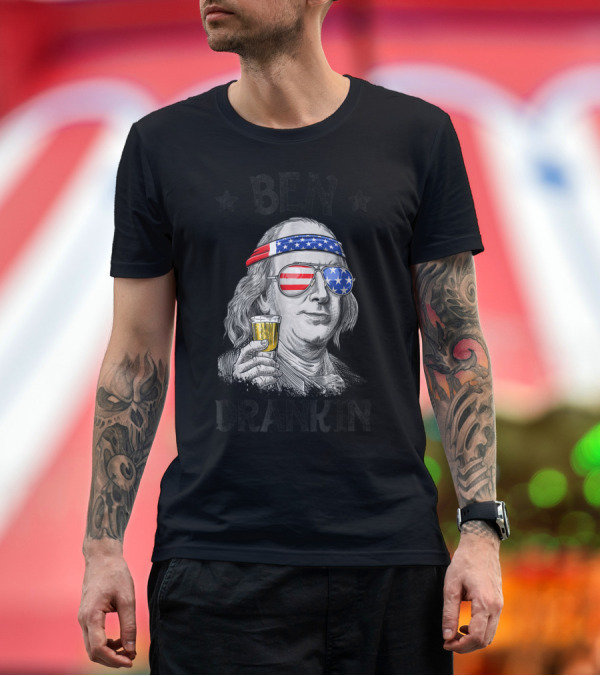 Premium T-Shirt: Ben Drankin July 4Th Benjamin Franklin Patriotic Beer T-Shirt Ben Drankin July 4Th Benjamin Franklin Patriotic Beer T-Shirt