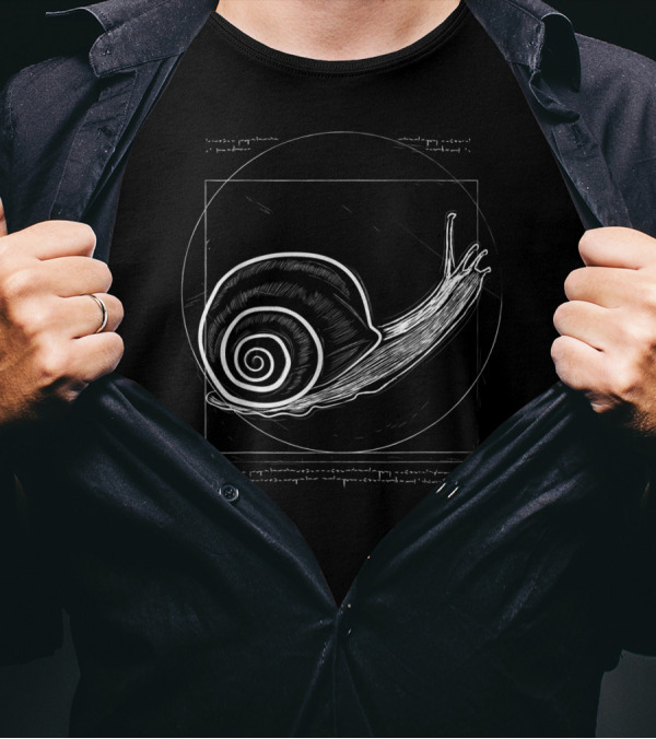 Vitruvian Snail Shell Slug Leonardo Inspired Diagram T-Shirt
