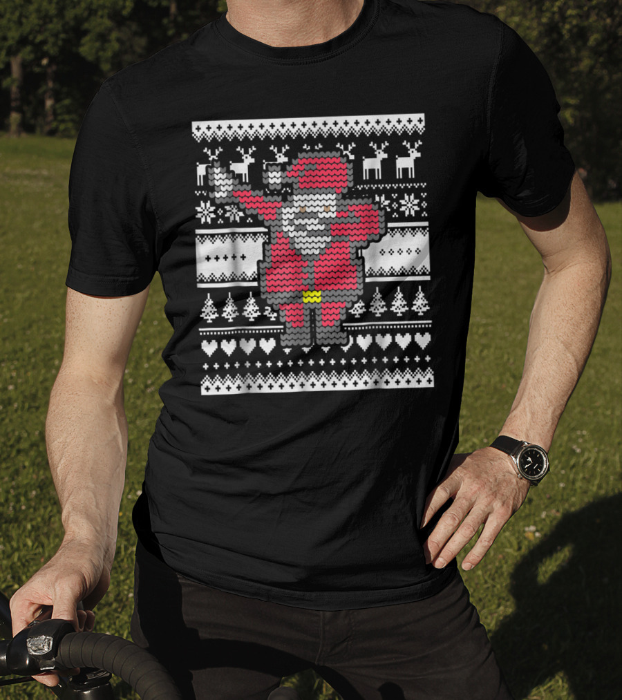 Dabbing Santa Claus Ugly Christmas Sweater Pattern T-Shirt