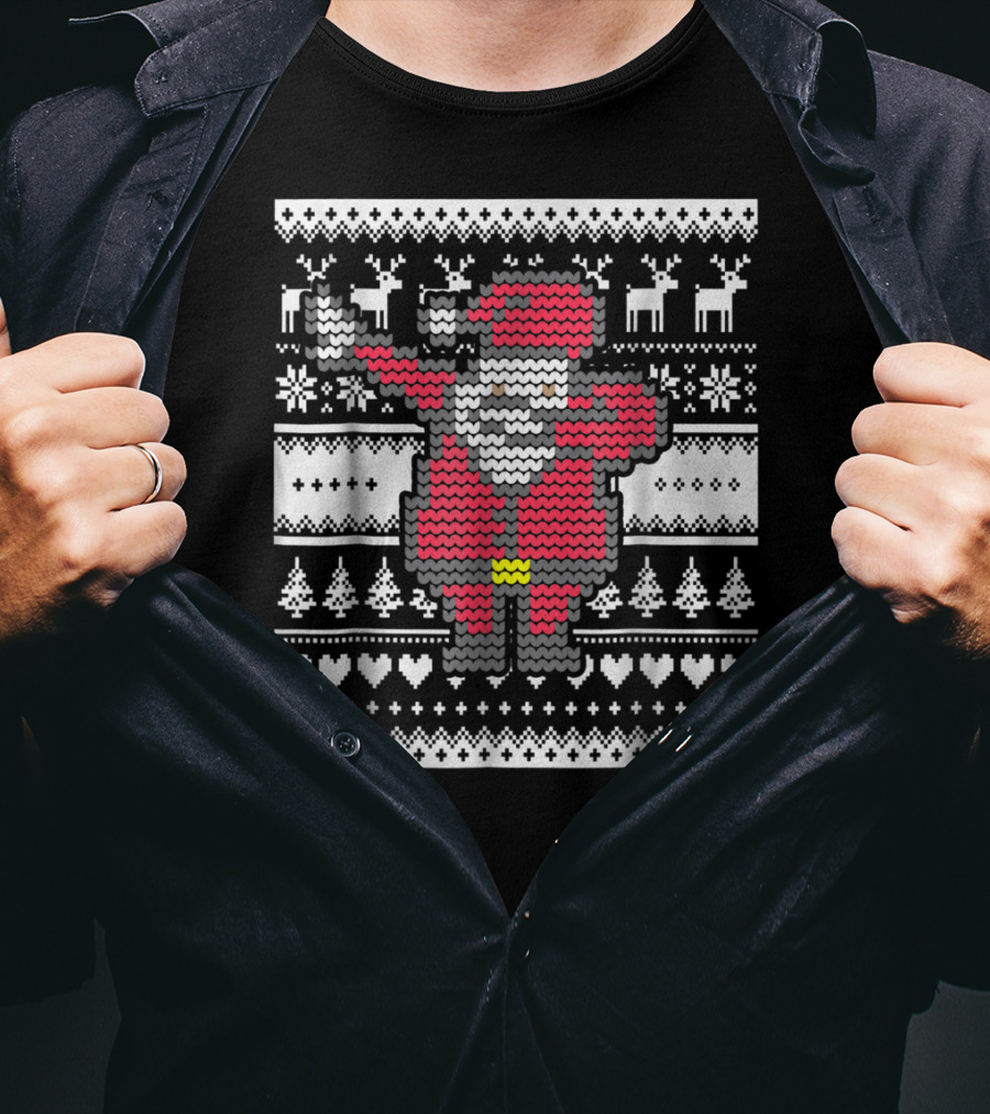 Dabbing Santa Claus Ugly Christmas Sweater Pattern T-Shirt