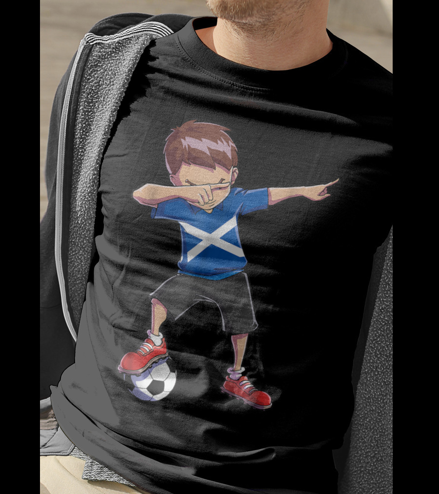 Dabbing Soccer Boys Scottish Flag Football Scotland T-Shirt