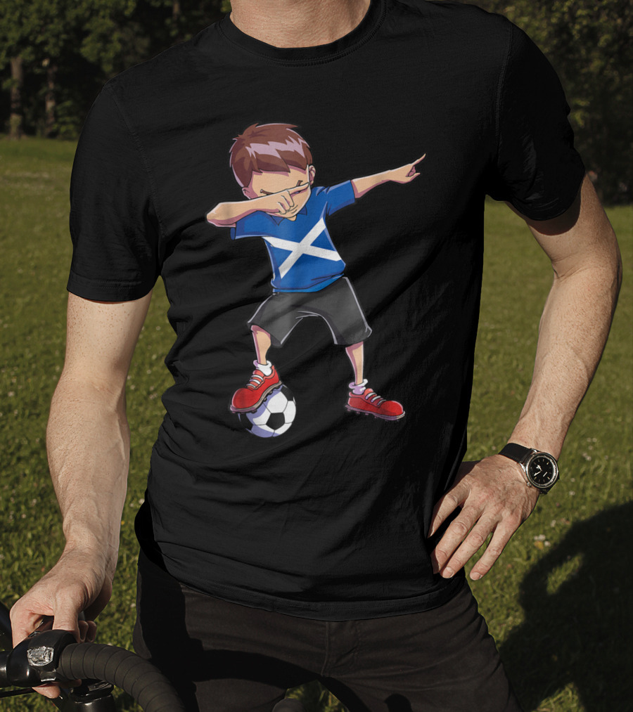 Dabbing Soccer Boys Scottish Flag Football Scotland T-Shirt
