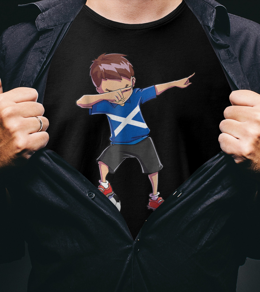 Dabbing Soccer Boys Scottish Flag Football Scotland T-Shirt
