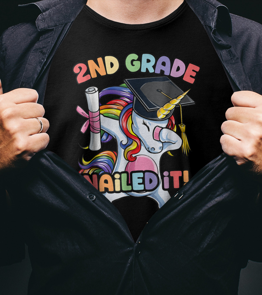 2nd Grade Nailed It Dabbing Unicorn Graduation T-Shirt