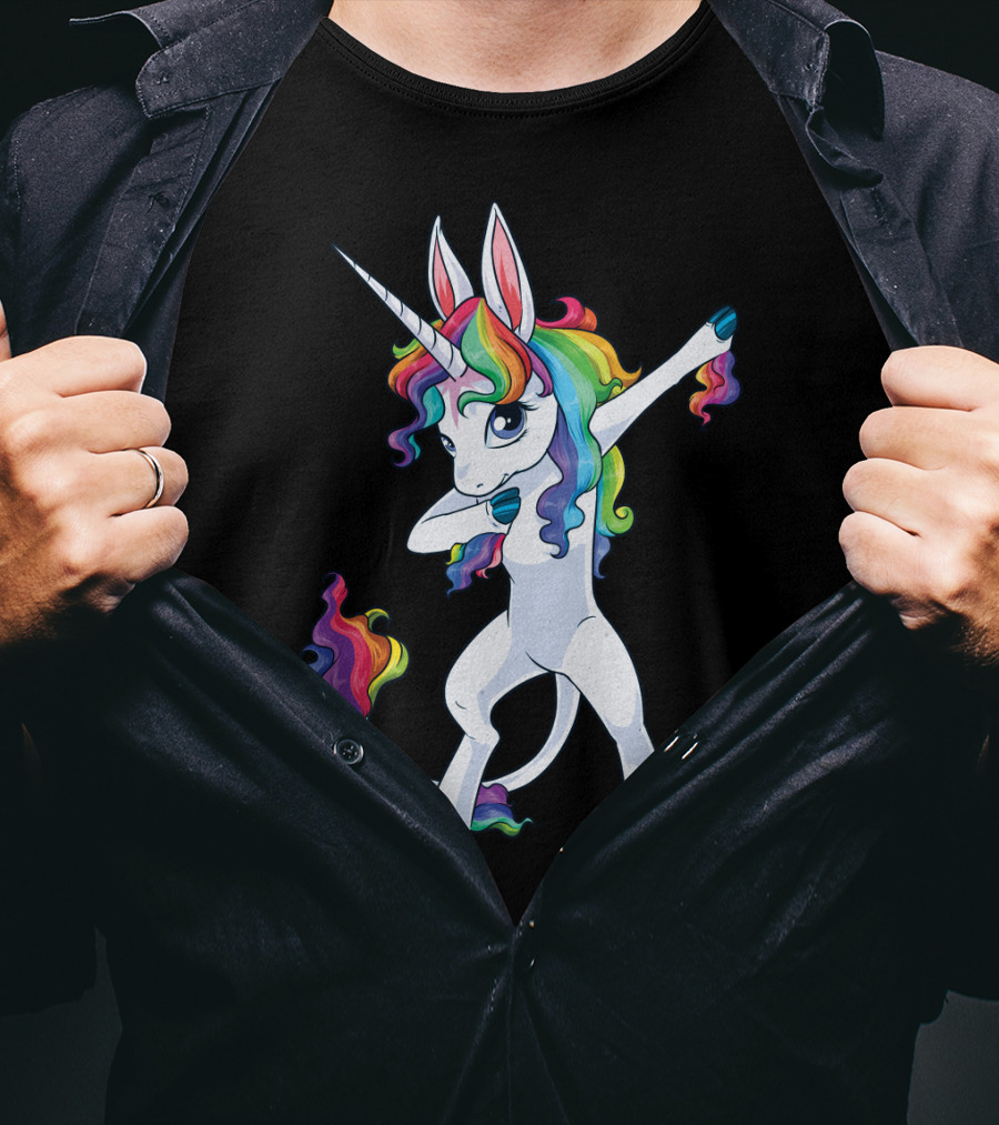 Dabbing Unicorn Party Squad Rainbow Dab T-Shirt