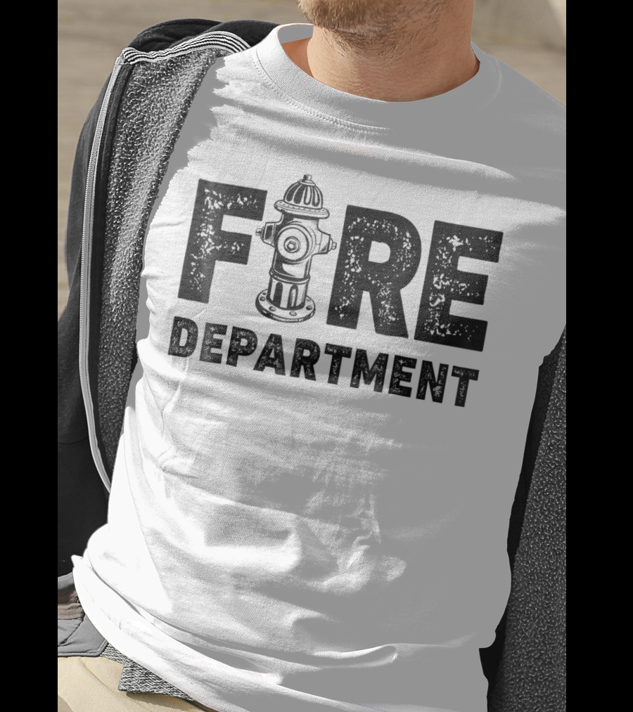 Fire Department Firefighter Thin Red Line Hydrant Typography T-Shirt