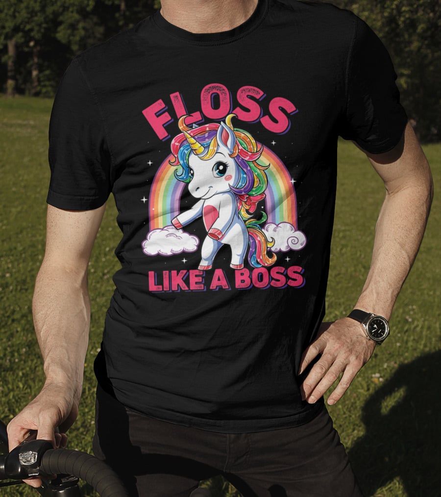 Floss Like A Boss Rainbow Unicorn Girls Squad T-Shirt