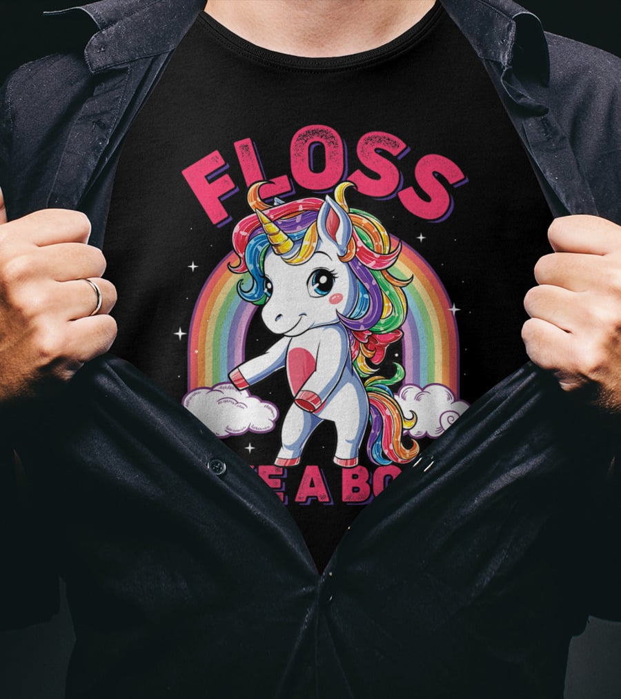 Floss Like A Boss Rainbow Unicorn Girls Squad T-Shirt