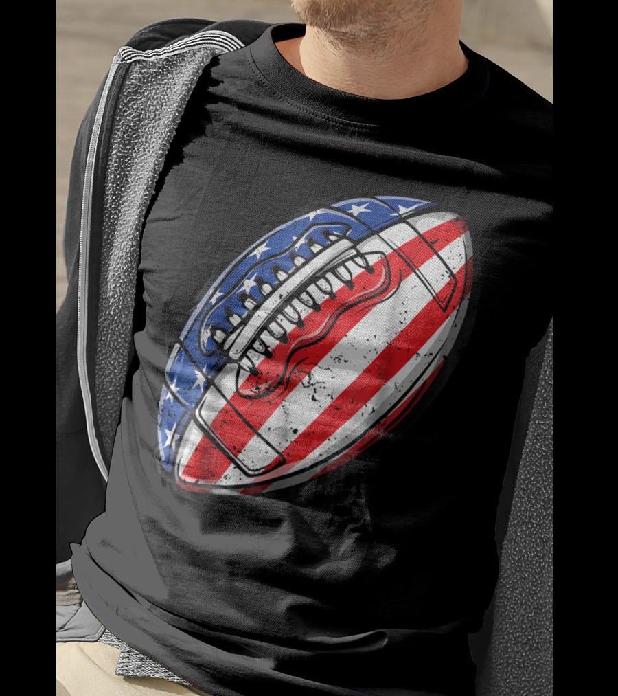 American Flag Football Fourth Of July T-Shirt