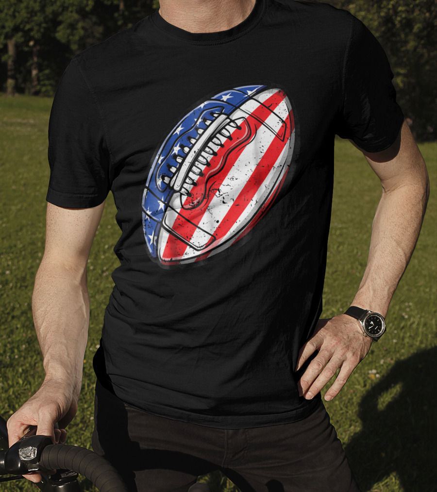 American Flag Football Fourth Of July T-Shirt