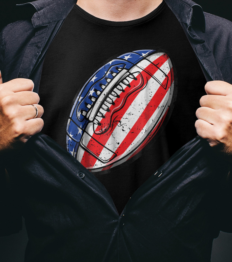 American Flag Football Fourth Of July T-Shirt