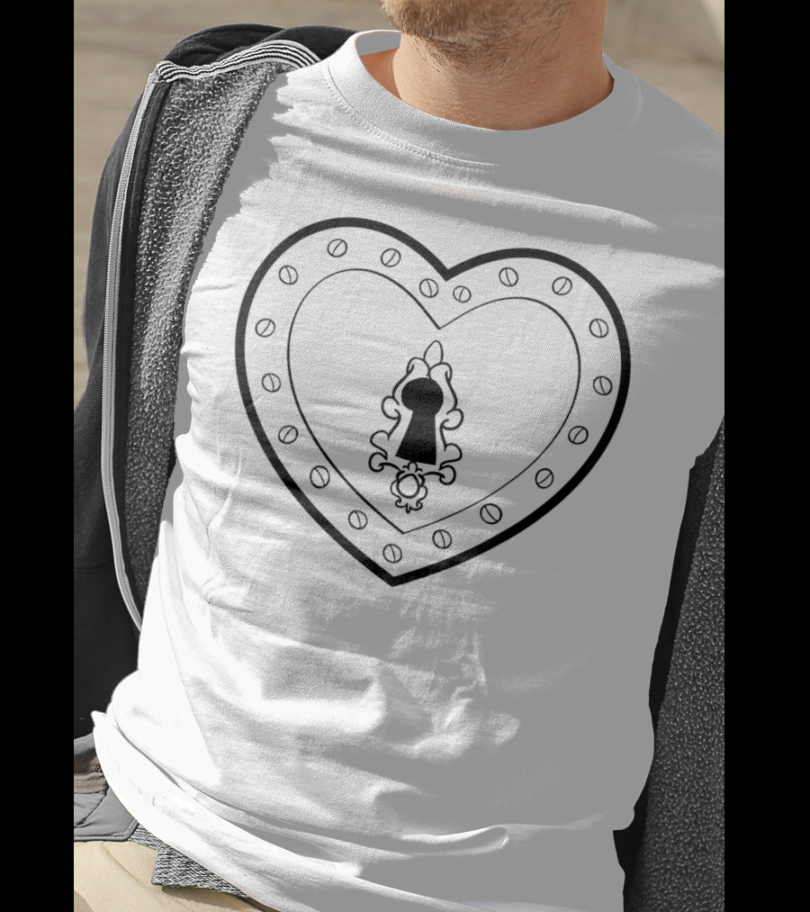 For Loving Pair Girl Boy Valentines Day Heart Lock Keyhole T-Shirt