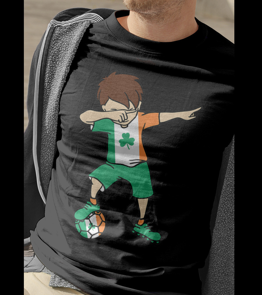 Dabbing Irish Soccer Clover Saint Patrick's Day T-Shirt