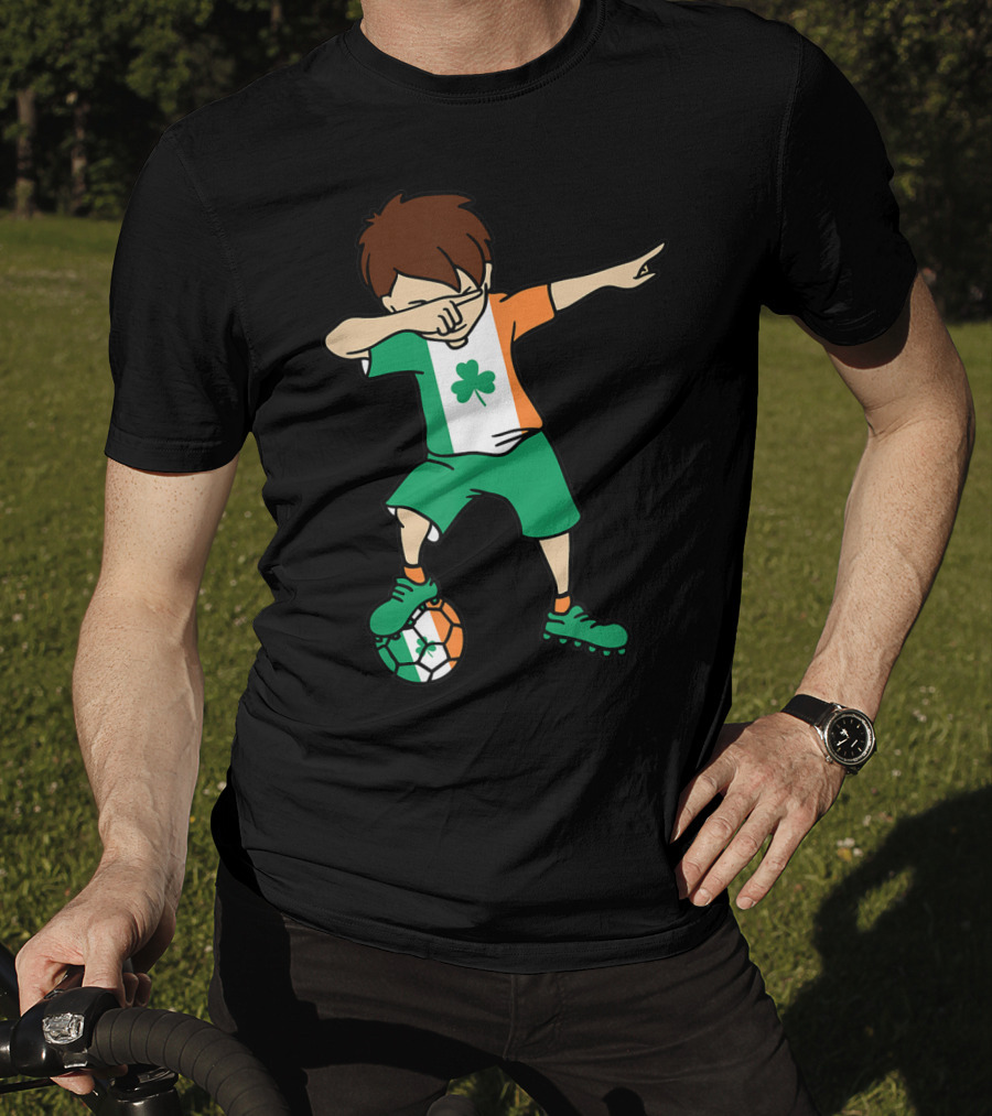 Dabbing Irish Soccer Clover Saint Patrick's Day T-Shirt