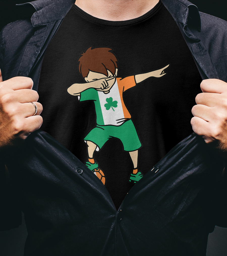 Dabbing Irish Soccer Clover Saint Patrick's Day T-Shirt