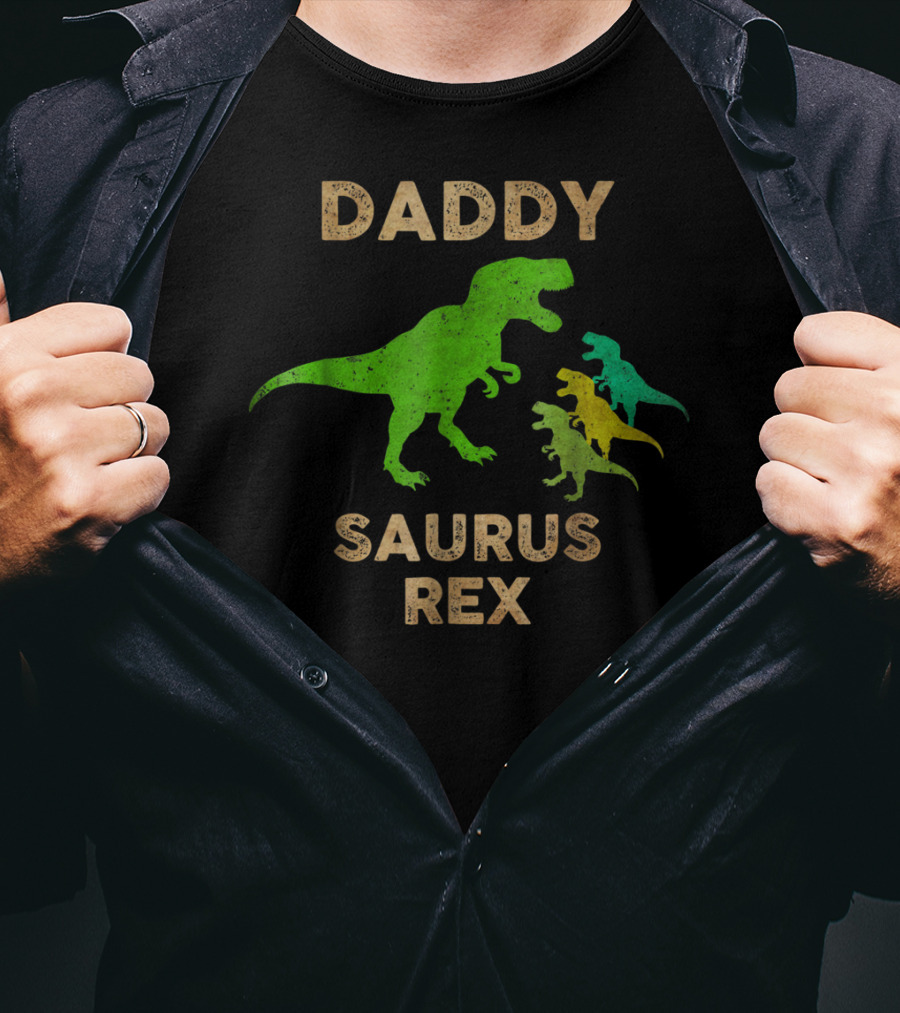 DADDY SAURUS REX Dinosaur Family T-Shirt