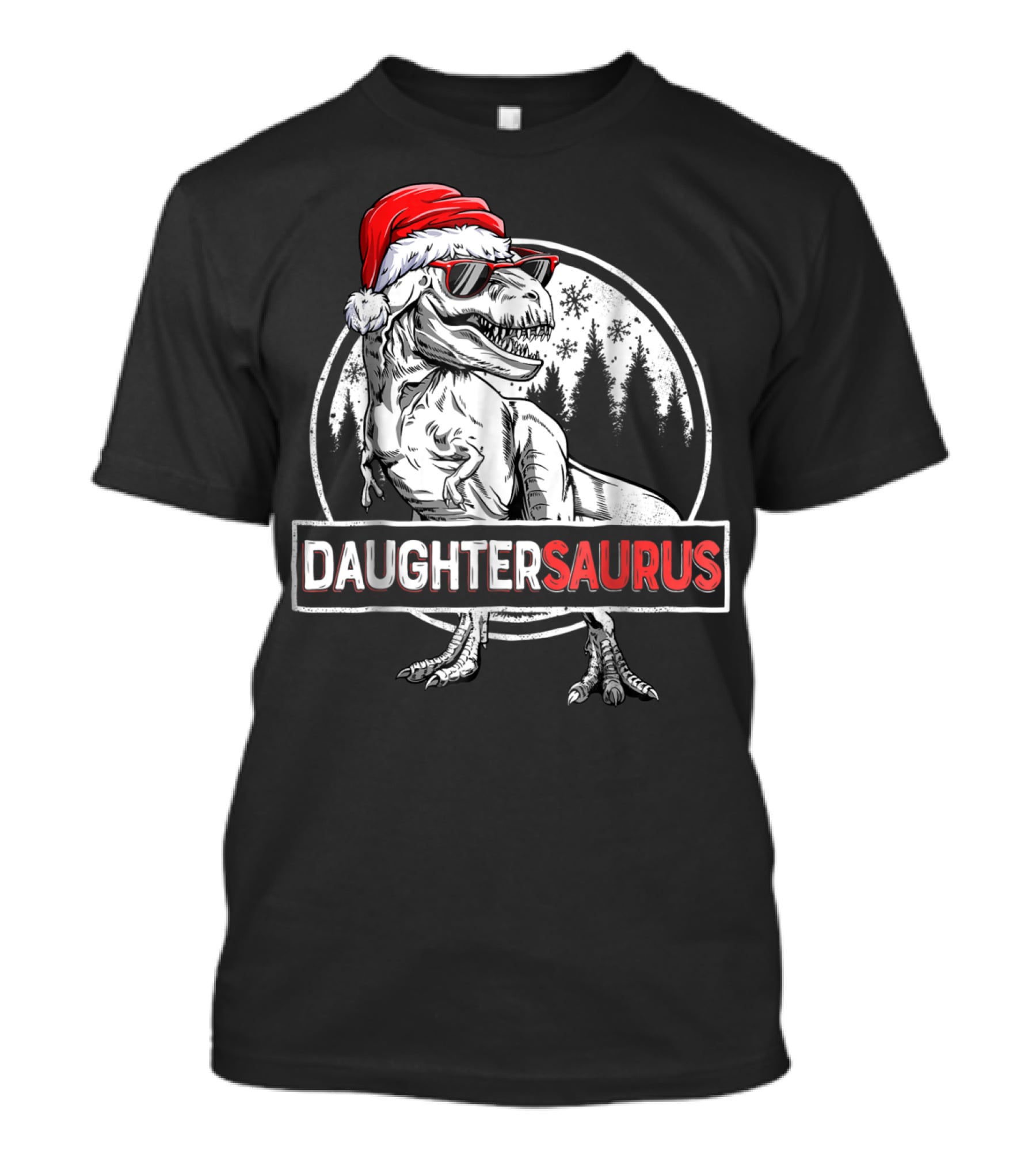 Daughtersaurus Christmas Santa Hat Dinosaur T-Shirt