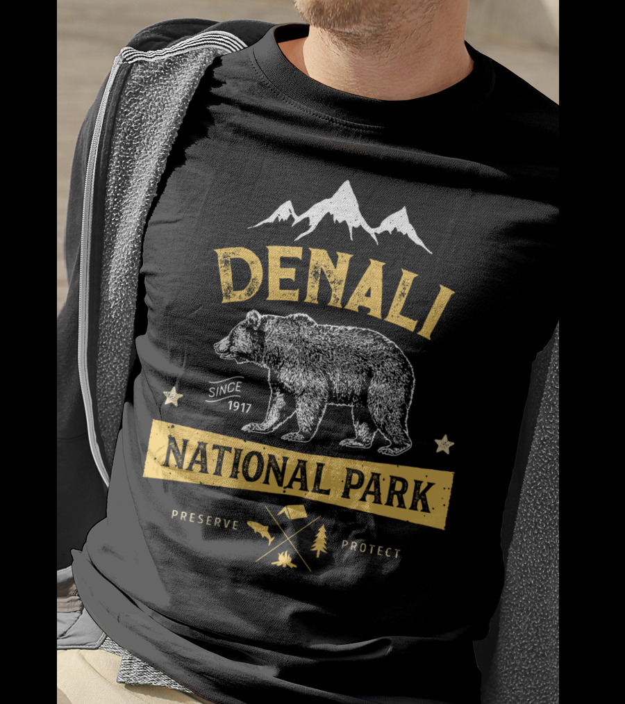 Denali National Park Since 1917 Bear Preserve Protect Alaska T-Shirt