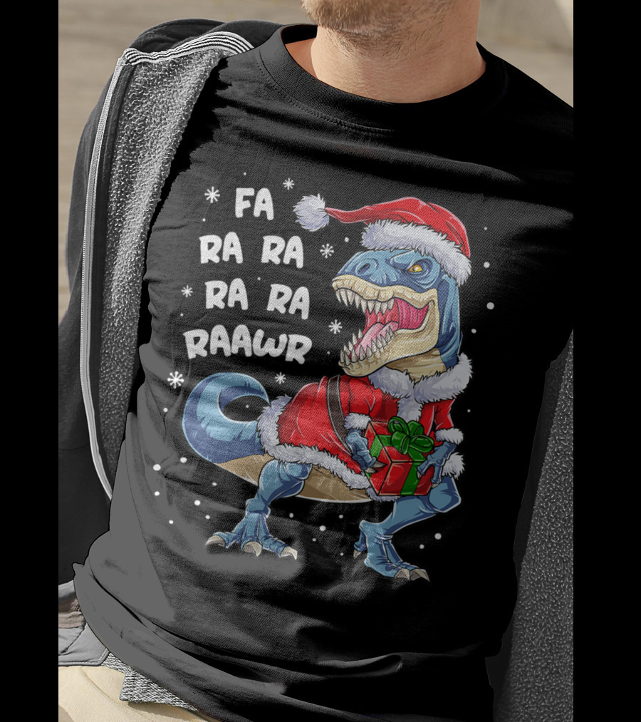Fa Ra Ra Ra Rawr Dinosaur Christmas Rex Santa T-Shirt