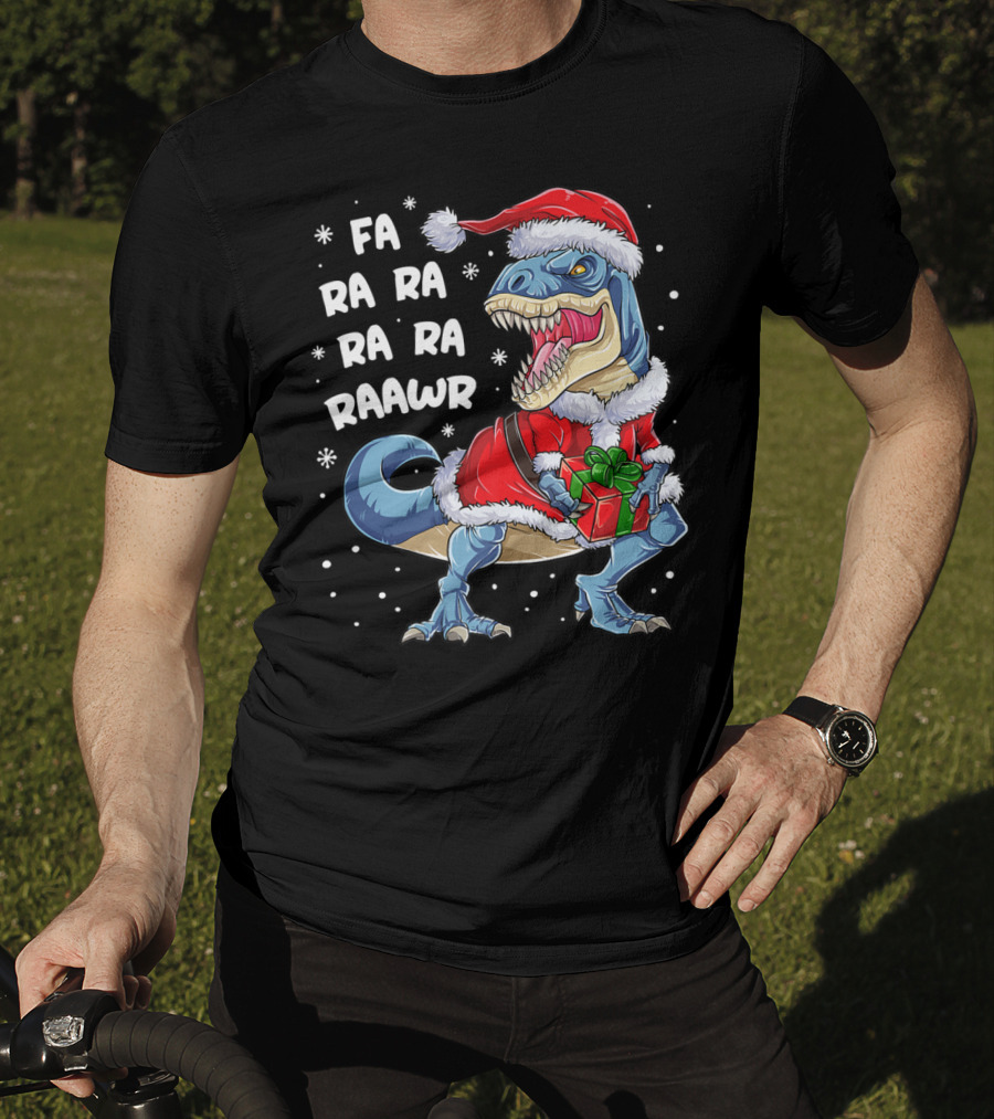Fa Ra Ra Ra Rawr Dinosaur Christmas Rex Santa T-Shirt