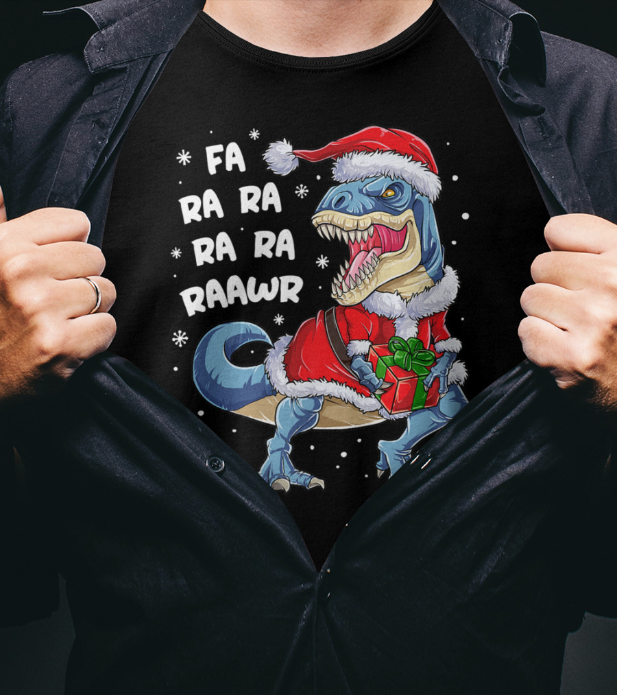 Fa Ra Ra Ra Rawr Dinosaur Christmas Rex Santa T-Shirt