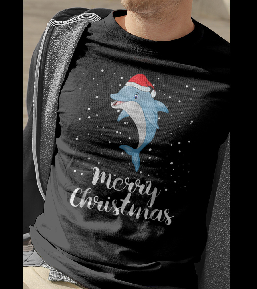 Merry Christmas Dolphin Family Group Matching Holiday T-Shirt