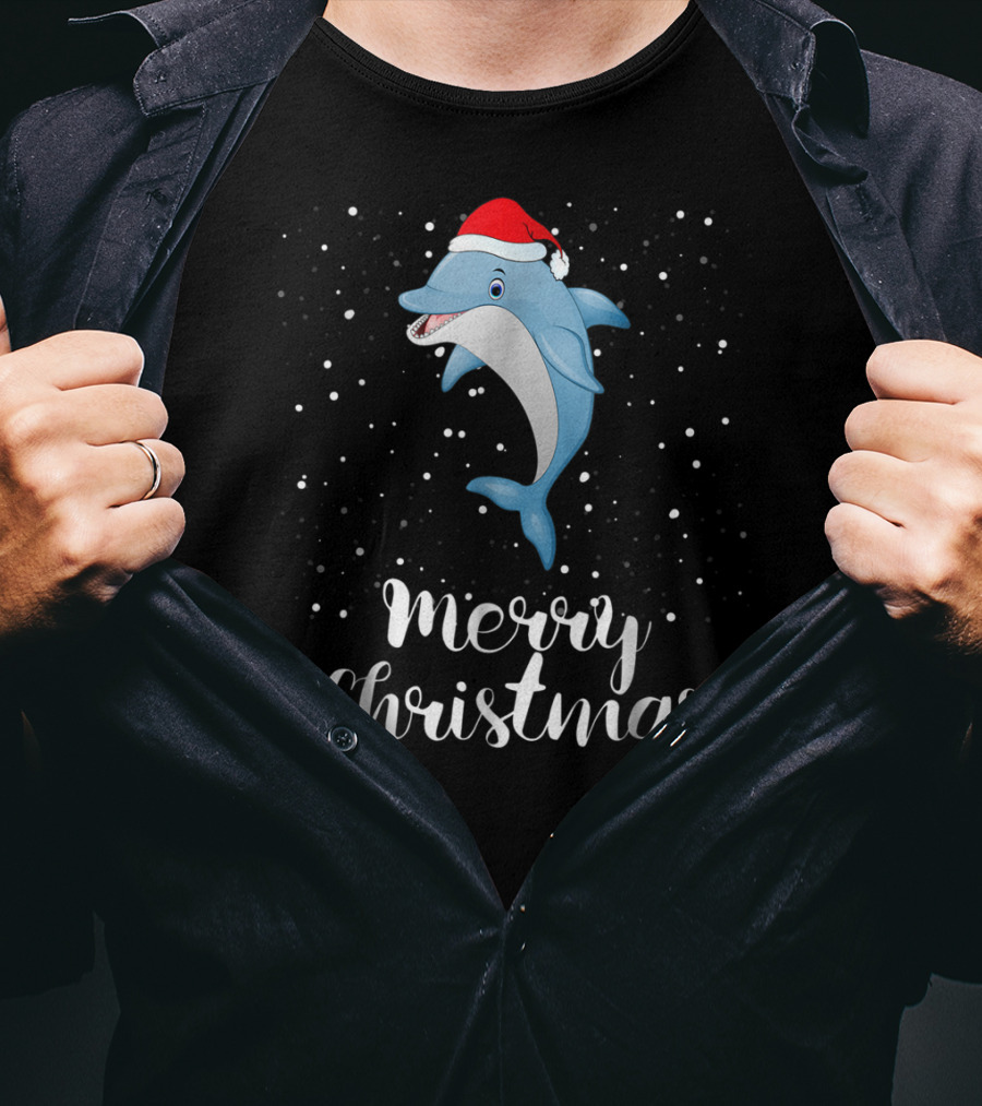 Merry Christmas Dolphin Family Group Matching Holiday T-Shirt