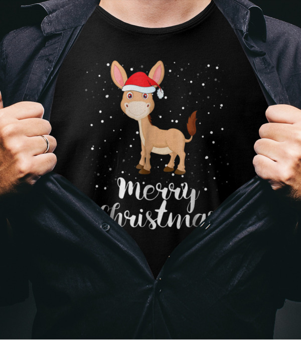 Merry Christmas Donkey Funny Matching Family Group T-Shirt