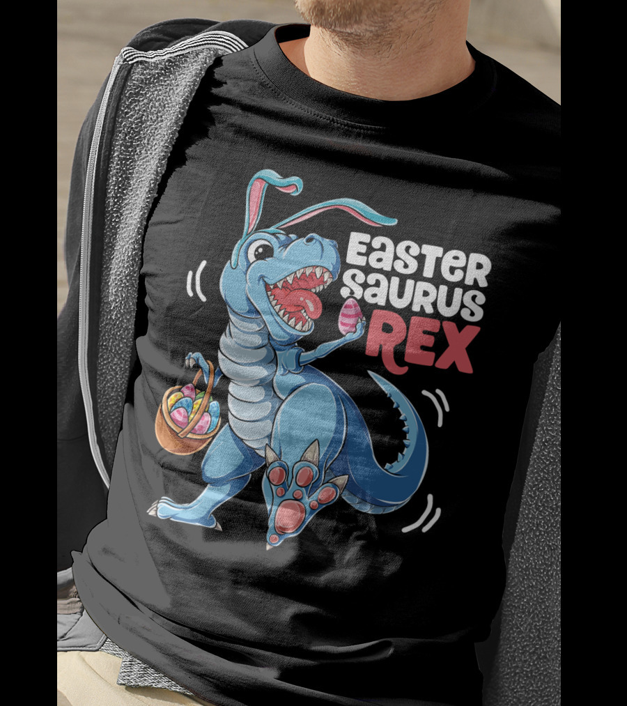 Easter Saurus Rex Bunny Dinosaur With Eggs T-Shirt