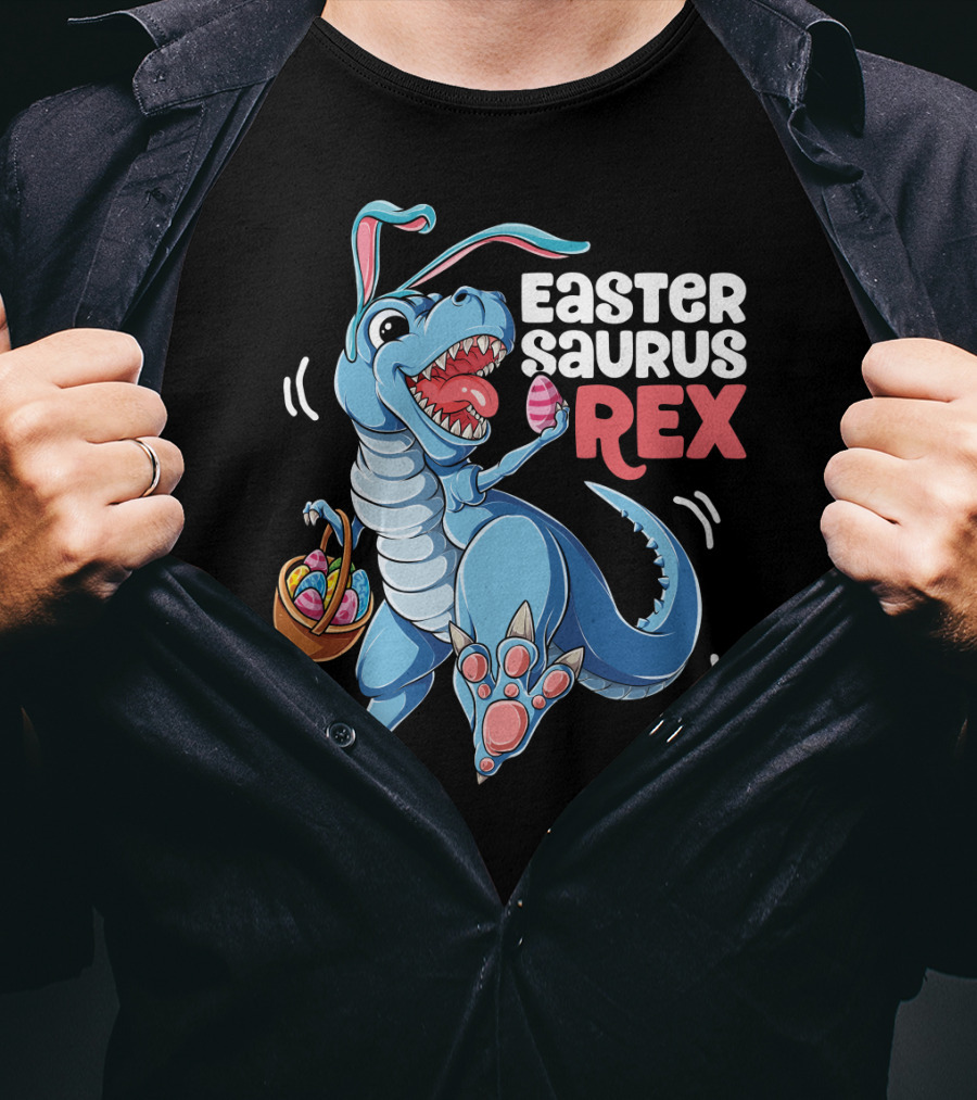 Easter Saurus Rex Bunny Dinosaur With Eggs T-Shirt