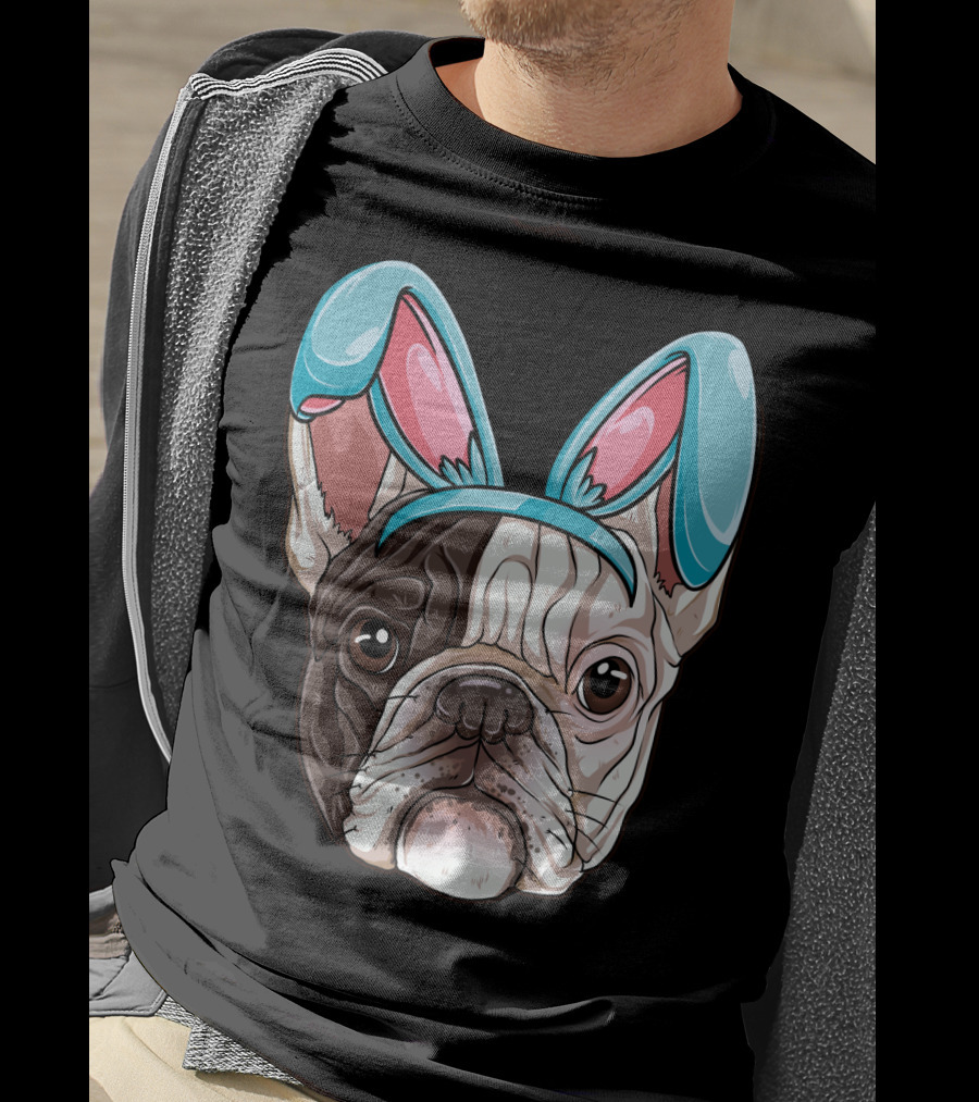 Easter Bunny Ears On French Bulldog Dog Boys Girl T-Shirt