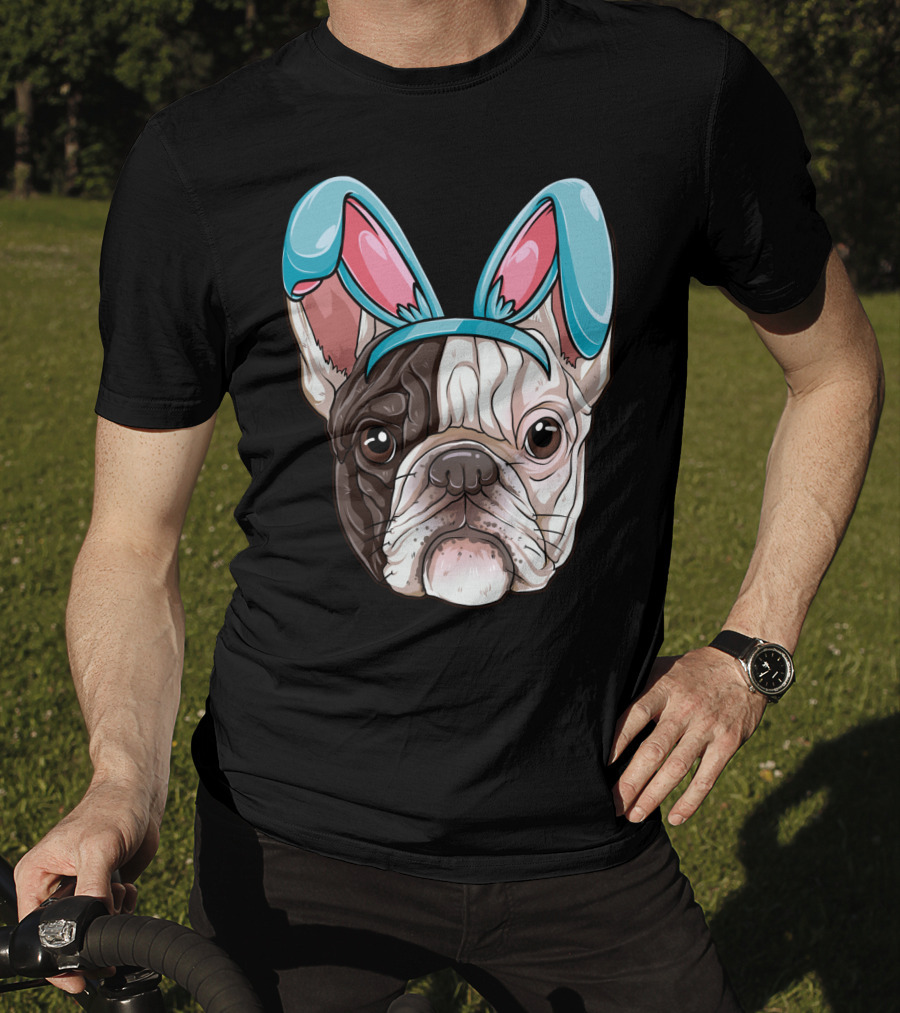 Easter Bunny Ears On French Bulldog Dog Boys Girl T-Shirt