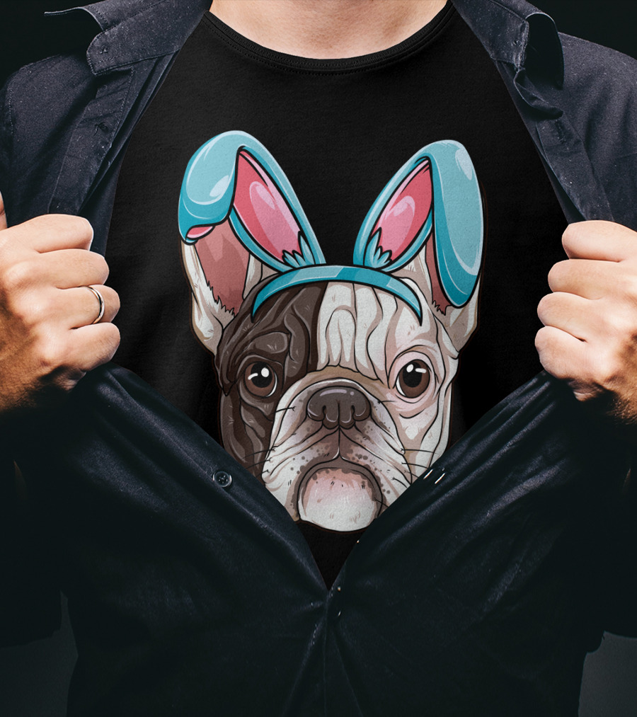 Easter Bunny Ears On French Bulldog Dog Boys Girl T-Shirt