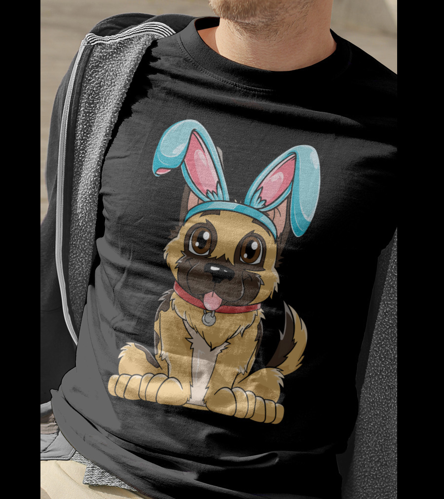 Easter Bunny Ears Cute German Shepherd Puppy Boys Girl T-Shirt