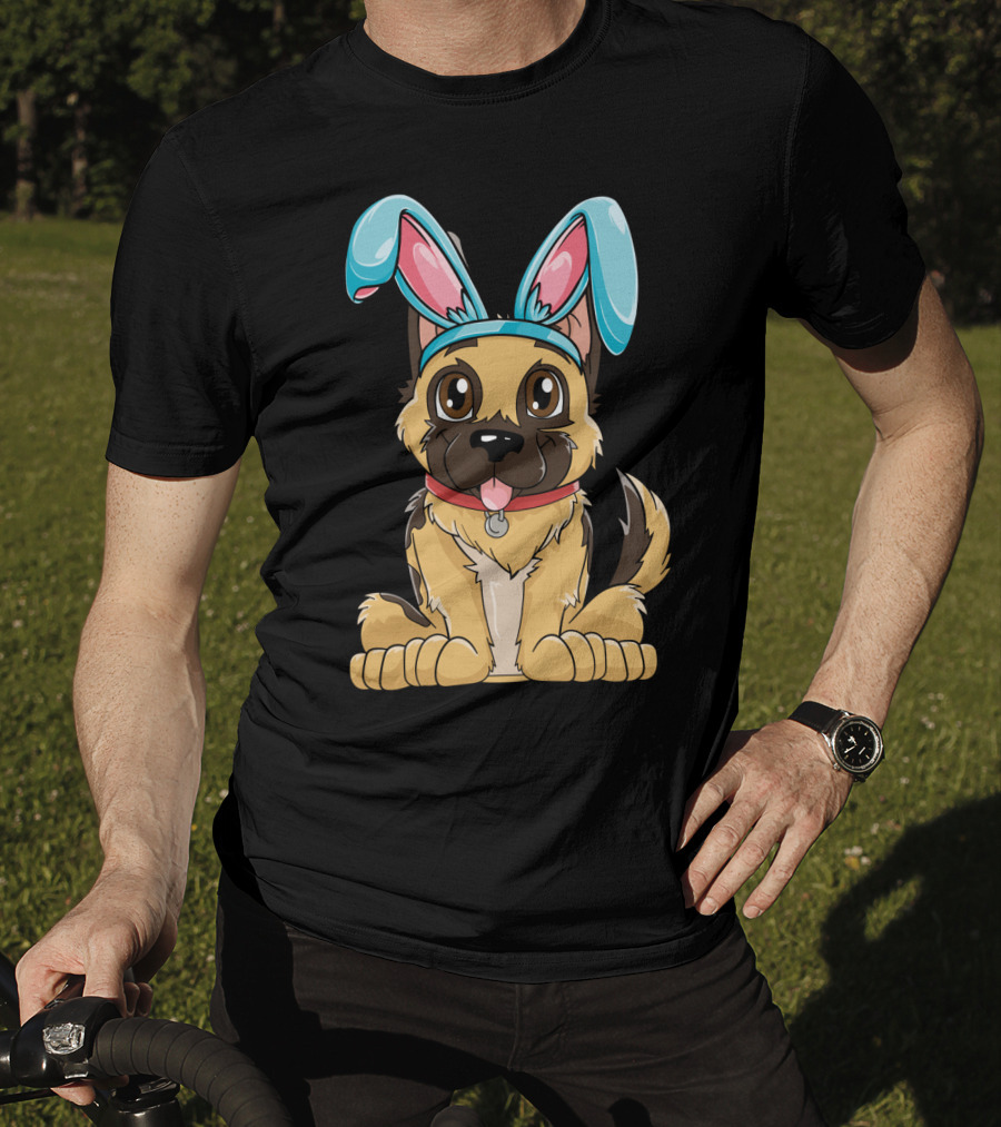 Easter Bunny Ears Cute German Shepherd Puppy Boys Girl T-Shirt